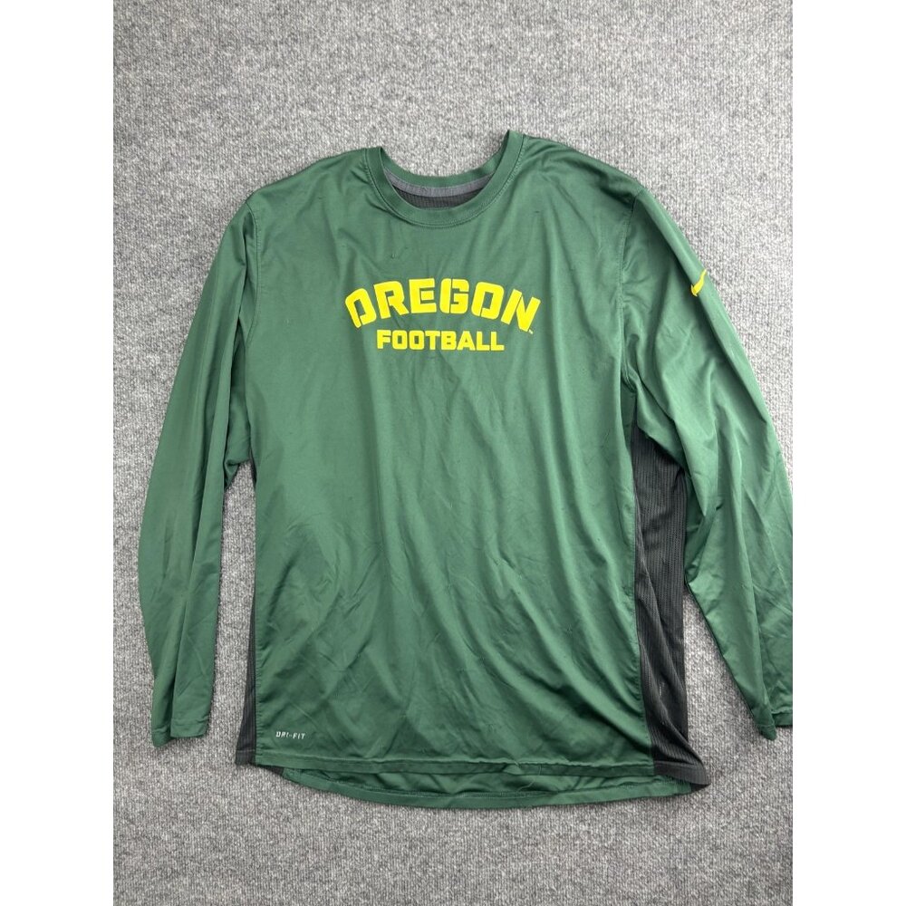 Oregon Ducks Shirt‎ Mens Large Green NCAA Football Nike Dri Fit Long Sleeve